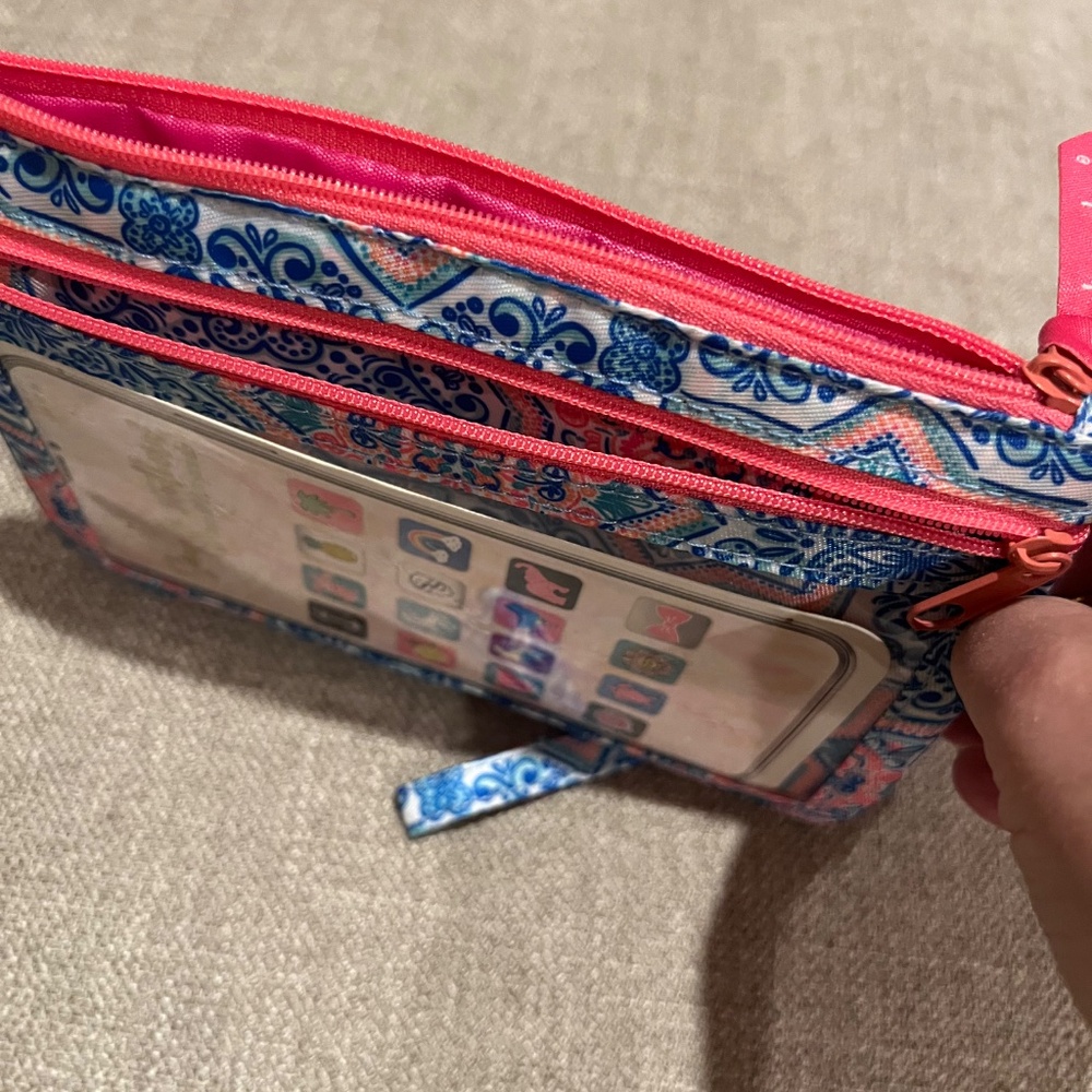 Simply Souther Phone Wristlet Moroccan Blue Pink White Design Fits Cell Phone - Picture 4 of 14